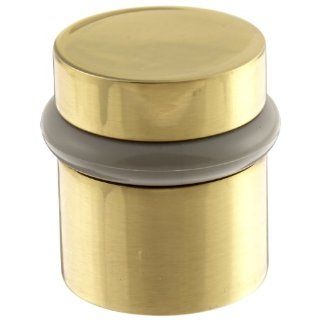 Rockwood 446.3 Brass Modern Style Universal Door Stop, #12 X 1 1/2" WS Fastener with Plastic Anchor and 12 24 x 1" FH MS Fastener with Lead Anchor, 1 1/4" Base Diameter, 1 1/2" Height, Polished Clear Coated Finish Industrial & Scie