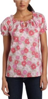 IZOD Women's Crinkle Floral Print Shirt, Feather, Medium