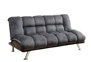 Futon Sofa Bed Sleeper Soft Flannelette Grey (Grey)  