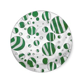 Zebra Green and White Print Stickers