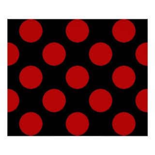 Artistic Abstract Retro Polka Dots Red Black Posters