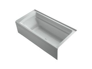 Kohler K 1124 GRAW 95 Three Wall Alcove Bath Tub with Integral Flange, Right Hand Drain and Bask Heated Surface, 72 Inch X 36 Inch, Ice Grey   Recessed Bathtubs  