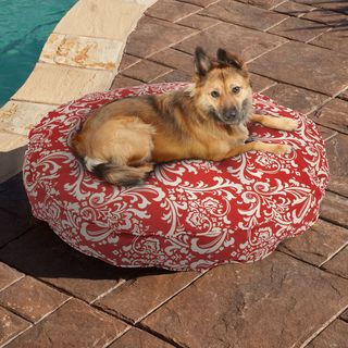 Sweet Dreams Red Damask Indoor/ Outdoor Round Corded Pet Bed Other Pet Beds