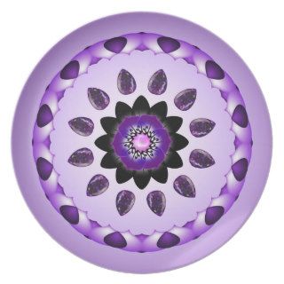 Purple Flower Mandala Kaleidoscope Dinner Plates