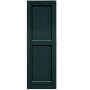 Winworks Wood Composite 15 in. x 45 in. Contemporary Flat Panel Shutters Pair #638 Evergreen 61545638