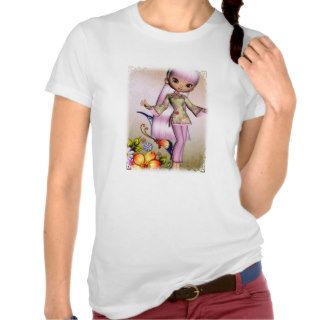 Asian Girl Beautiful Flowers Design 4 T Shirt