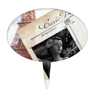 Romantic French Post Card Cake Toppers