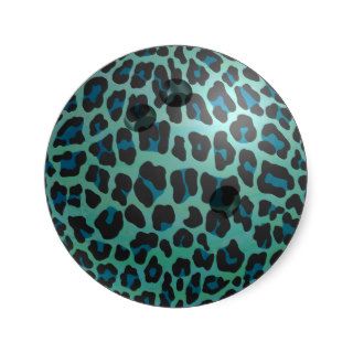 Bowling Ball Leopard Teal Stickers