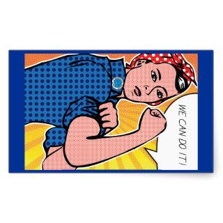 Rosie the Riveter We Can Do It Pop Art Dots Rectangle Sticker
