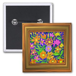 Painted Floral Composition (frame effect border) Pins