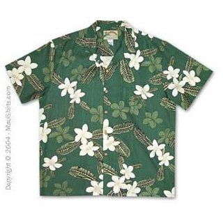 Plumeria Men's Hawaiian Aloha Herringbone Rayon Shirt at  Mens Clothing store