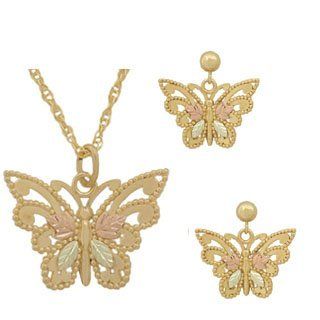 Butterfly Black Hills Gold Jewelry Set Jewelry