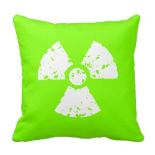 Chartreuse, Neon Green Radioactive Symbol Pillows