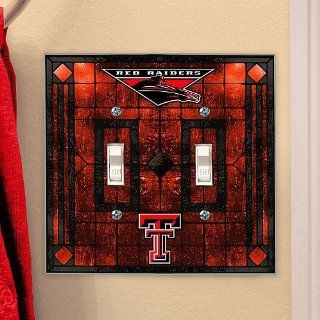 Texas Tech Art Glass Lightswitch Cover (Double)  Table Lamps  Sports & Outdoors