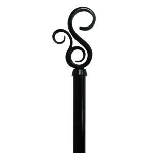 Home Decorators Collection 66 in.  120 in. Black 3/4 in. Telescoping Curtain Rod Kit with Scroll Finial DHU BK66120FNDM01