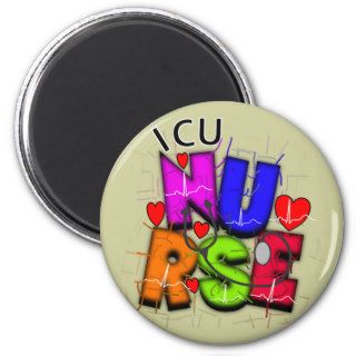 ICU Nurse Gifts, Artsy QRS design Refrigerator Magnets