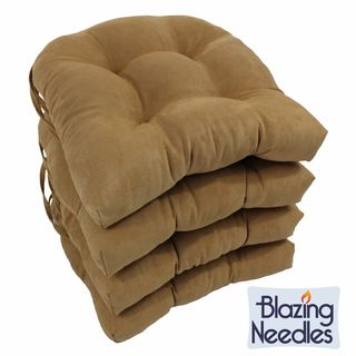 Blazing Needles Neutral 16 inch U shaped Microsuede Dining Chair Cushions (Set of 4) Blazing Needles Chair Pads