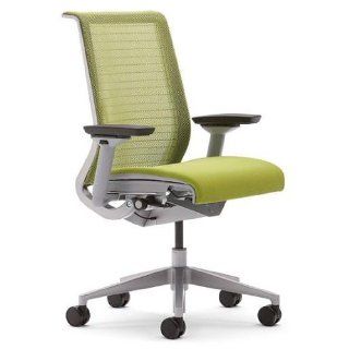Steelcase Think 465 Work Wasabi Chair, 3 D Knit Back, Fixed Arms, Black Hard Casters, Black Plastic Base   Adjustable Home Desk Chairs