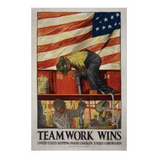 20x30 Teamwork Wins, WWI motivational poster