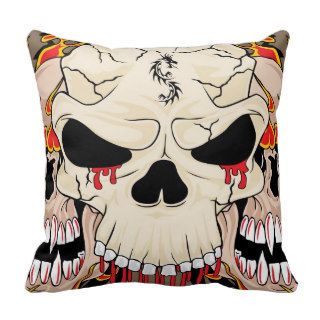 Tattoo Skull Eight Ball Flame Couch Throw Pillow