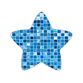 Shades Of Blue 'Watery' Mosaic Tiles Pattern Star Sticker