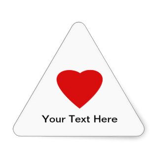 Red and White Love Heart Design. Triangle Stickers