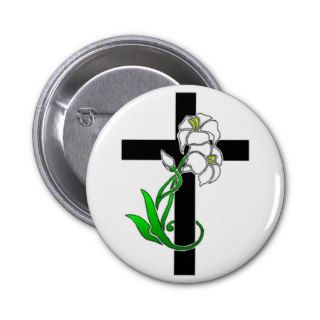 Easter Lilies and Cross Button