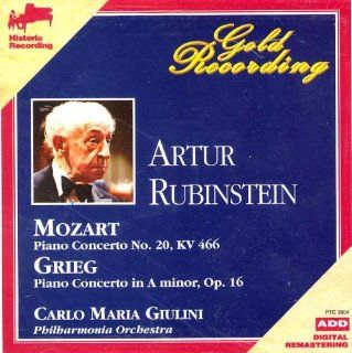 Arthur Rubinstein Plays Mozart Piano Concerto No. 20, KV 466 / Grieg Piano Concerto in A minor, Op. 16 (Gold Recording) Music