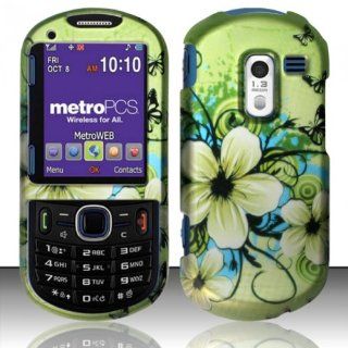 For Samsung Messager 3 R570/M570/R455c (MetroPCS/StraightTalk) Rubberized Design Cover   Hawaiian Flowers Cell Phones & Accessories