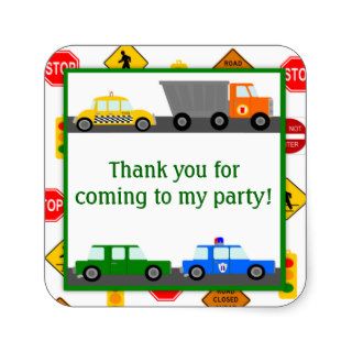 Cars, Trucks and Street Signs Birthday Party Stickers