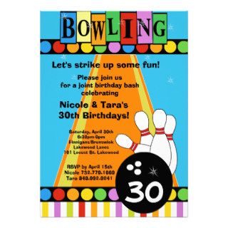 BOWLING PARTY INVITATION   3 PHOTOS ON BACK