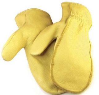 Mens Tan Deerskin Chopper Mittens   Leatherbull (Free U.S. Shipping) (M, LINED) at  Mens Clothing store Cold Weather Gloves