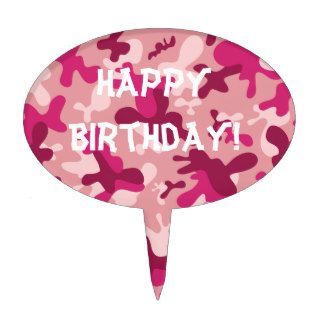 Pink Camouflage Cake Toppers