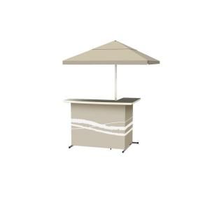 Best of Times Classic Tan All Weather L Shaped Patio Bar with 6 ft. Umbrella 2001W1305