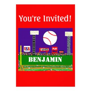 Cute Baseball Birthday Party Invitation Custom