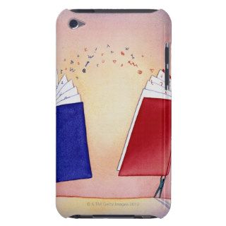 Two figures holding books above heads; symbols iPod Case Mate case