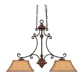 Capital Lighting 3867IU 467 Foxborough Collection 2 Light Island Fixture, Iron and Umber Finish with Faux Finished Hardback Paper Shades   Ceiling Pendant Fixtures  