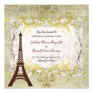 Paris Romantic Vintage Style Wedding Personalized Invitation