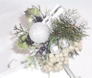 Approx 7cm Silver Christmas Pick Decoration Flowers/Christmas/Wedding/Home (P  Artificial Flowers