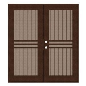 Unique Home Designs Plain Bar 72 in. x 80 in. Copper Right Hand Surface Mount Aluminum Security Door with Desert Sand Perforated Screen 1S1001KL2CCP3A