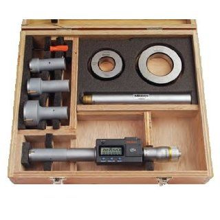 Mitutoyo 468 980 Digimatic Holtest LCD Inside Micrometer, Interchangeable Head Set, 4 8"/101.6 203.2mm Range, 0.0001" Graduation, +/ 0.00025" Accuracy (4 Piece Set)