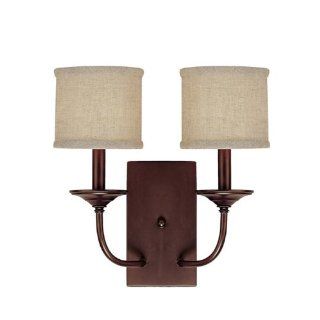 Capital Lighting 1982BB 468 Wall Sconce with Beige Fabric Shades, Burnished Bronze Finish    