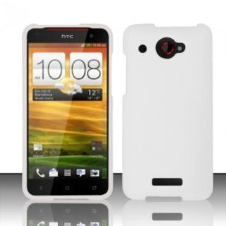 For HTC Droid DNA 6435 (Verizon) Rubberized Cover Case   White Cell Phones & Accessories