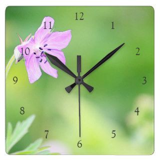 pink flower clock square