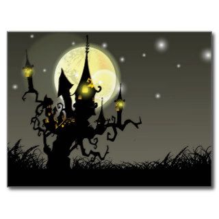 Halloween full moon night background post cards