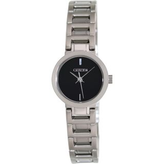 Citizen Women's Classic Silver Stainless Steel and Black Dial Quartz Watch Citizen Women's Citizen Watches