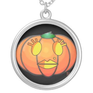 Halloween Jack O' Lantern Glamour Girl Pumpkin Personalized Necklace