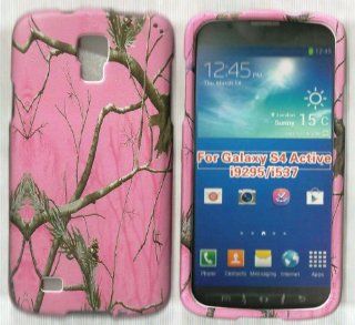 Samsung S4 Active i537 i9295 Pink Real Camo Tree Camouflage Rubberized Leather Feel Hard Case Cover Snap On Cell Phones & Accessories