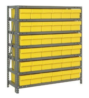 Steel Shelving Unit with Plastic Bins   1839 602   18 x 36 x 39   Standing Shelf Units