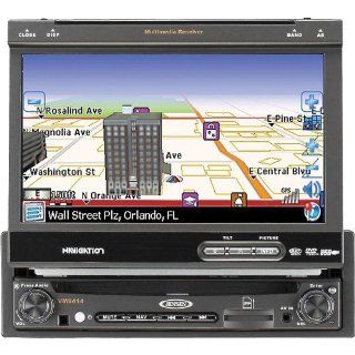 Jensen VM9414 Single DIN MultiMedia Receiver with 7 Inch Inch Flip Out Touch Screen, Integrated Navigation System  In Dash Vehicle Gps Units 